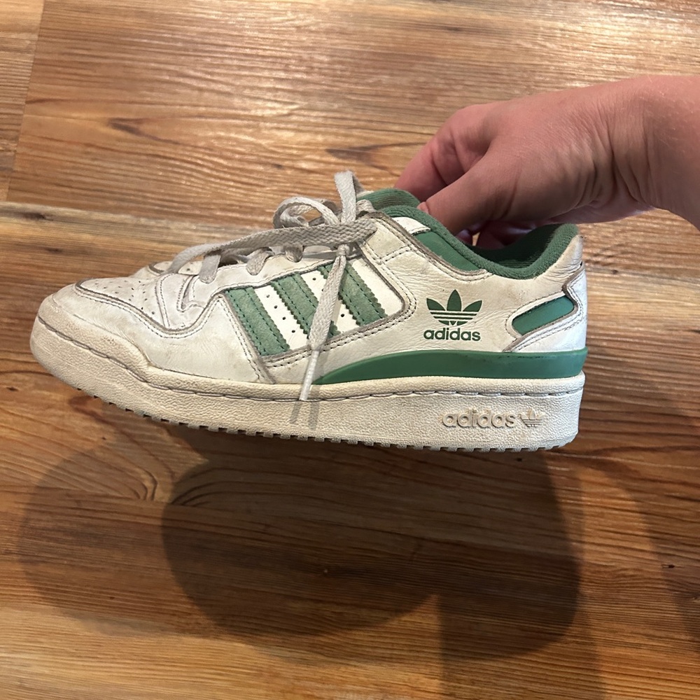 Adidas Kids' White and Green Sneakers